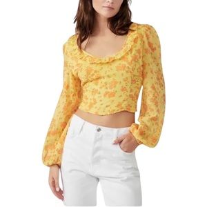 NWT Free People Another Life Print Crop Top in Honey Combo.